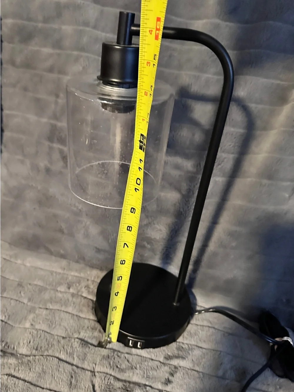 Home Accents Black Metal Desk Lamp with Clear Seeded Glass Shade